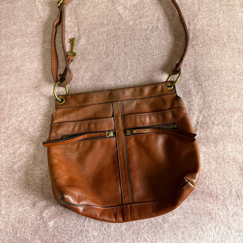 Fossil Brown Leather Crossbody Bag